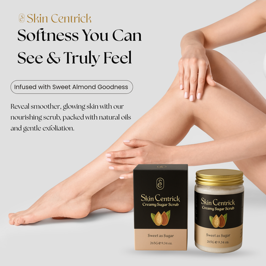 Extraordinary creamy Sugar Scrub, Exfoliating Body Scrub withAlmond  Oil , Papaya  extract, Moisturizing Body Exfoliator for Glowing Radiant Hydrating Skin, Zero Greasy, No Parabens